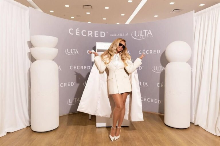 Beyonce Serves Power Chic in White Sculpted Wardrobe NYC Blazer Dress and Amina Muaddi Pumps for Cecred x Ulta Beauty Launch