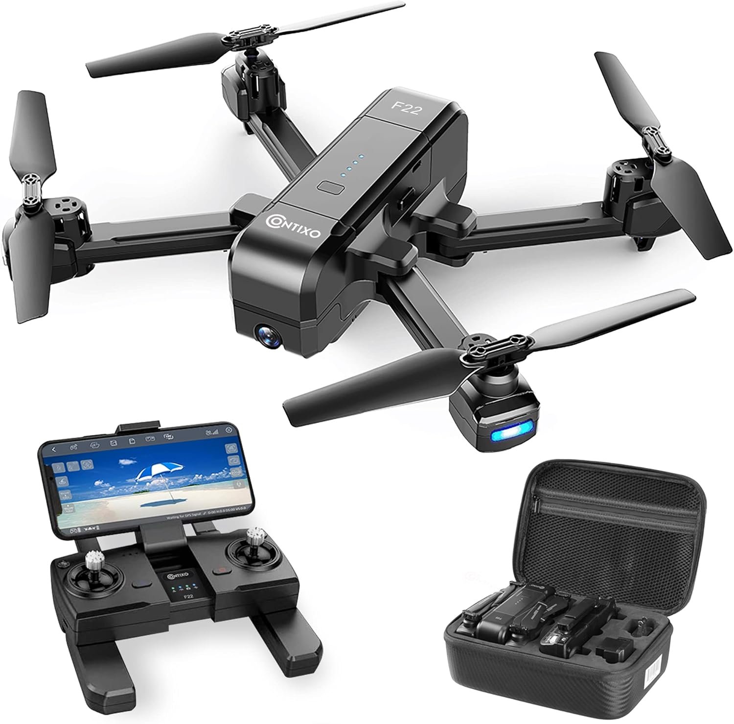 Contixo F22 4k FHD Camera Drone For Adults, 20 Mins Flight Foldable Starter Drones With 120° Fov Lens, 2.4g Rc Quadcopter, Gesture Control, Wifi, GPS Auto Hover Return Home, Follow Me, Carrying Case Contixo F22 4k FHD Camera Drone For Adults, 20 Mins Flight Foldable Starter Drones With 120° Fov Lens, 2.4g Rc Quadcopter, Gesture Control, Wifi, GPS Auto Hover Return Home, Follow Me, Carrying Case