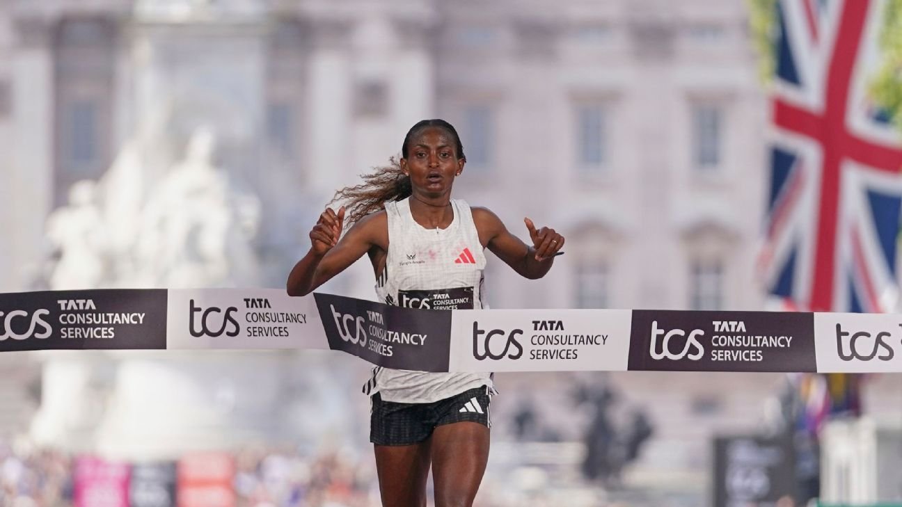 Assefa sets record in London Marathon win; Sawe takes men’s race Assefa sets record in London Marathon win; Sawe takes men’s race