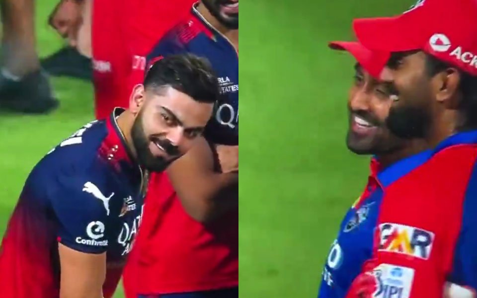 Virat Kohli replicates “This is my home ground” in front of KL Rahul after RCB beat DC in Delhi Virat Kohli replicates “This is my home ground” in front of KL Rahul after RCB beat DC in Delhi