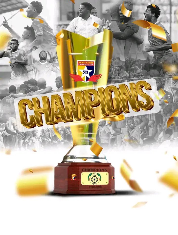 BREAKING: Remo Stars Crowned NPFL Champions After Win Over Niger Tornadoes