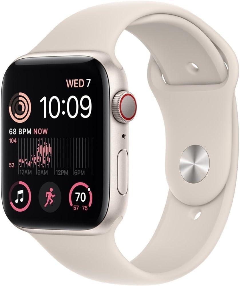 Apple Watch SE (2nd Gen) (GPS + Cellular, 44mm) – Starlight Aluminum Case with Starlight Sport Band, M/L (Renewed) Apple Watch SE (2nd Gen) (GPS + Cellular, 44mm) – Starlight Aluminum Case with Starlight Sport Band, M/L (Renewed)