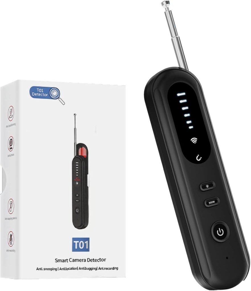 Hidden Camera Detectors, Mini Anti-Spy Camera Detector, Bug Detector, Listening Devices Detector, GPS Tracker Finder for Home, Car, Office, Hotel, Travel (Black)