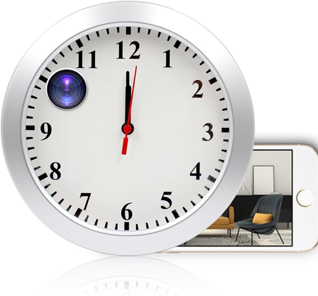 Pelay Clock Camera, Wireless 1080P WiFi Wall Clock Mini Nanny Camera Motion Detection for Home Security