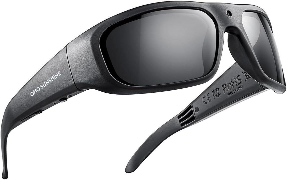 OhO 128GB Camera Glasses,24M Resolution H.265 1080P Smart Glasses with UV400 Sunglasses Lens for Outdoor Sport,Unisex OhO 128GB Camera Glasses,24M Resolution H.265 1080P Smart Glasses with UV400 Sunglasses Lens for Outdoor Sport,Unisex
