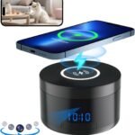 Clock Camera with Wireless Charging for Indoor, 1080P WiFi Cameras for Home, Security Camera with Motion Detection, Night Vision, Local & Cloud Storage,with APP