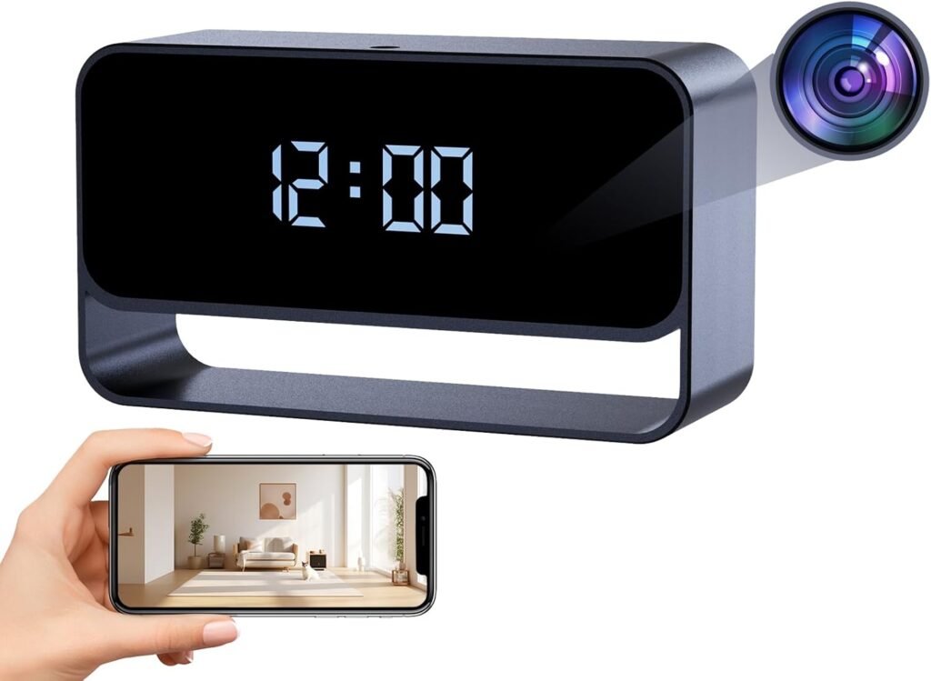 Hidden Camera Clock, FHD 1080P Wireless Secret Cam, WiFi Nanny Cam, Strong Night Vision, Small Discreet Cam for Home Indoor Security