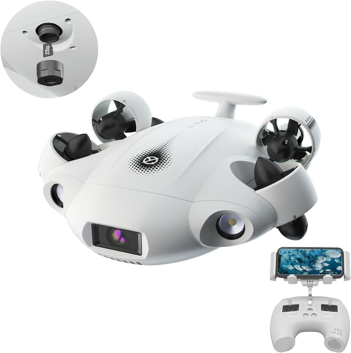 【2024 New】V-EVO 4K60FPS Underwater Drone Kit with Removal SD Card, QYSEA AI Vision Lock 360° Omnidirectional Movement Underwater ROV with Depth Hold, Portable Robot with VR Control, Posture Lock 【2024 New】V-EVO 4K60FPS Underwater Drone Kit with Removal SD Card, QYSEA AI Vision Lock 360° Omnidirectional Movement Underwater ROV with Depth Hold, Portable Robot with VR Control, Posture Lock