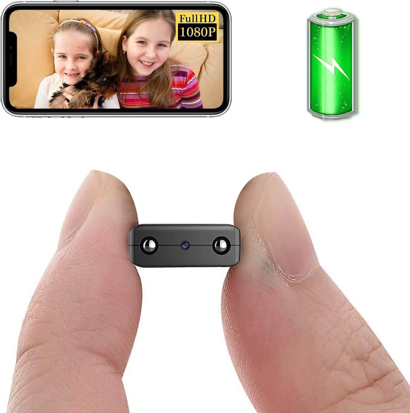 Smallest Hidden Battery Camera,Wireless WiFi Camera,Portable Security Camera,HD1080P Video Recording Live Feed Night Vision,Motion Detection,Cloud Storage Remote Viewing for Security withiOS Android