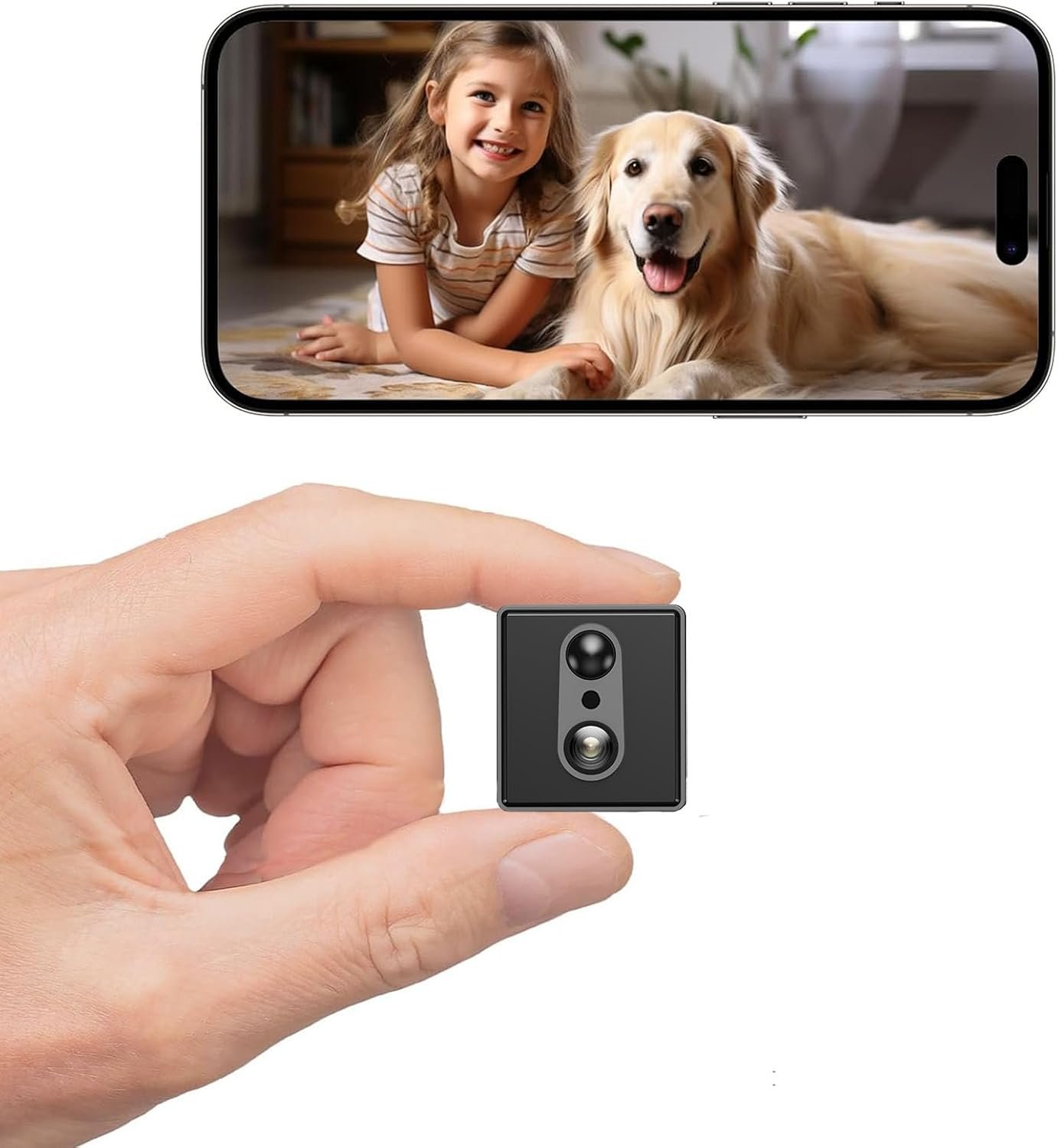 4K Mini Wireless Camera WiFi Hidden Spy Indoor Home Security Camera, Small Dog Nanny Cam Pet Car Outdoor Camera,100 Days Battery Life 150 Angle Night Vision Motion Detection