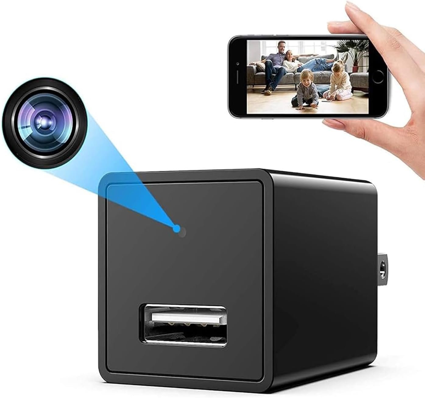 Wireless Smart USB Charger 1080P Spy Home Baby Monitor Surveillance Camera Detector Hidden Home WiFi Security Video Nanny Camera Motion Detection Remote View