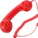 Jiawu Vintage Retro Telephone Handset, Cell Phone Receiver MIC Microphone Speaker for Cellphone, Smartphone and Computers, Old Telephone Headse with 3.5 mm Socket (Red)