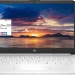 HP 2024 Premium 14″ Micro-Edge Portable Laptop Student Business, Intel Quad-Core N4120, 8GB RAM, 192GB (64GB eMMC+ 128GB Card), Webcam, WiFi, Windows 11S + 1 Year Office 365, MarxsolAccessory White