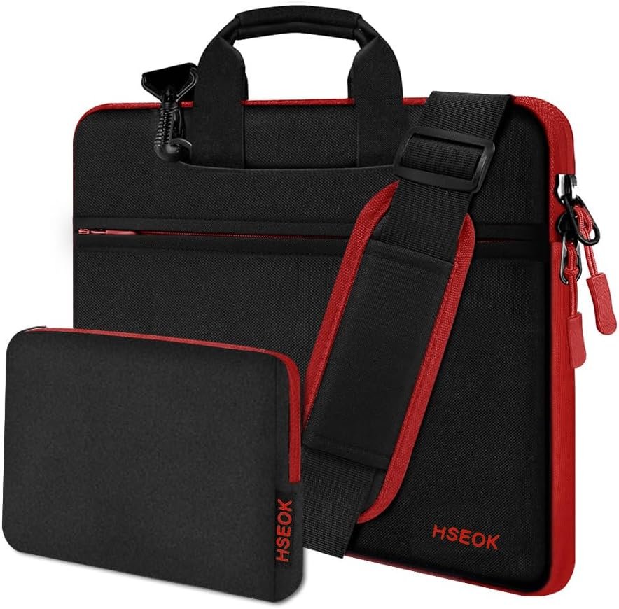 Hseok Slim Laptop Shoulder Bag 13-14 inch HandBag with Small Case Compatible with MacBook Pro 14″ M4/M3/M2/M1 2025-2021, 13.3″ Mac Air/Pro, XPS 13/14 and Most 13″-14″ Notebooks,Red Zipper Hseok Slim Laptop Shoulder Bag 13-14 inch HandBag with Small Case Compatible with MacBook Pro 14″ M4/M3/M2/M1 2025-2021, 13.3″ Mac Air/Pro, XPS 13/14 and Most 13″-14″ Notebooks,Red Zipper