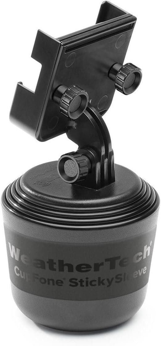 WeatherTech CupFone Two View – Adjustable, Universal Cup Holder Phone Mount Car & Truck Accessory – Best Design for iPhone & Smartphone Charging – Black Plastic Knobs WeatherTech CupFone Two View – Adjustable, Universal Cup Holder Phone Mount Car & Truck Accessory – Best Design for iPhone & Smartphone Charging – Black Plastic Knobs