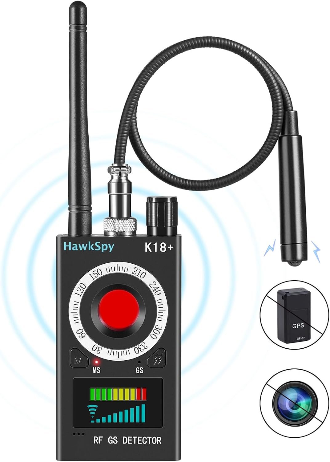 K18 Hidden Camera Detectors Bug & GPS Tracker Scanner Spy Camera Finder for Hidden Devices Listening Device Scanner with Sound & Vibration Alarm Portable Privacy Protection(Black) K18 Hidden Camera Detectors Bug & GPS Tracker Scanner Spy Camera Finder for Hidden Devices Listening Device Scanner with Sound & Vibration Alarm Portable Privacy Protection(Black)