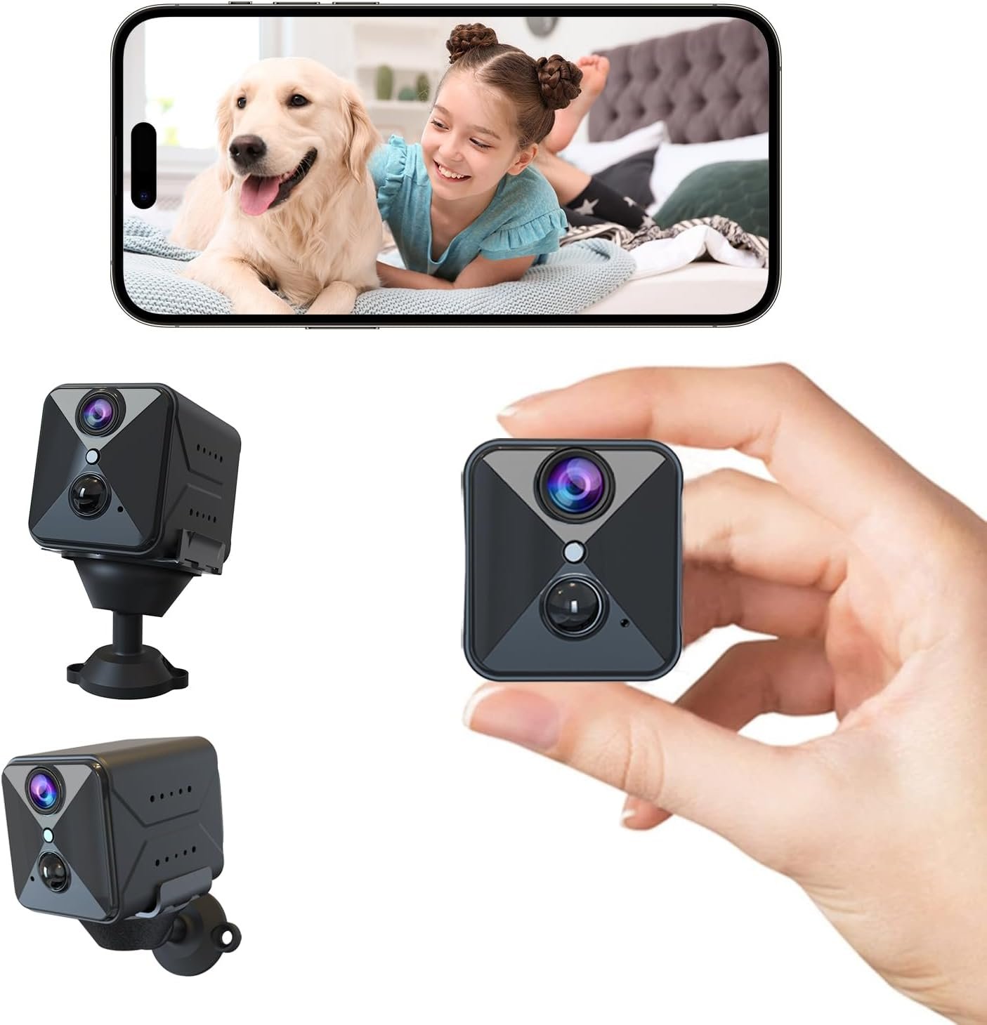 javiscam 4K Wireless Spy Camera – Indoor Hidden Camera with Clear Night Vision, AI Motion Detection, Long Battery Life, Night Vision, App Supported, SD/Cloud Storage