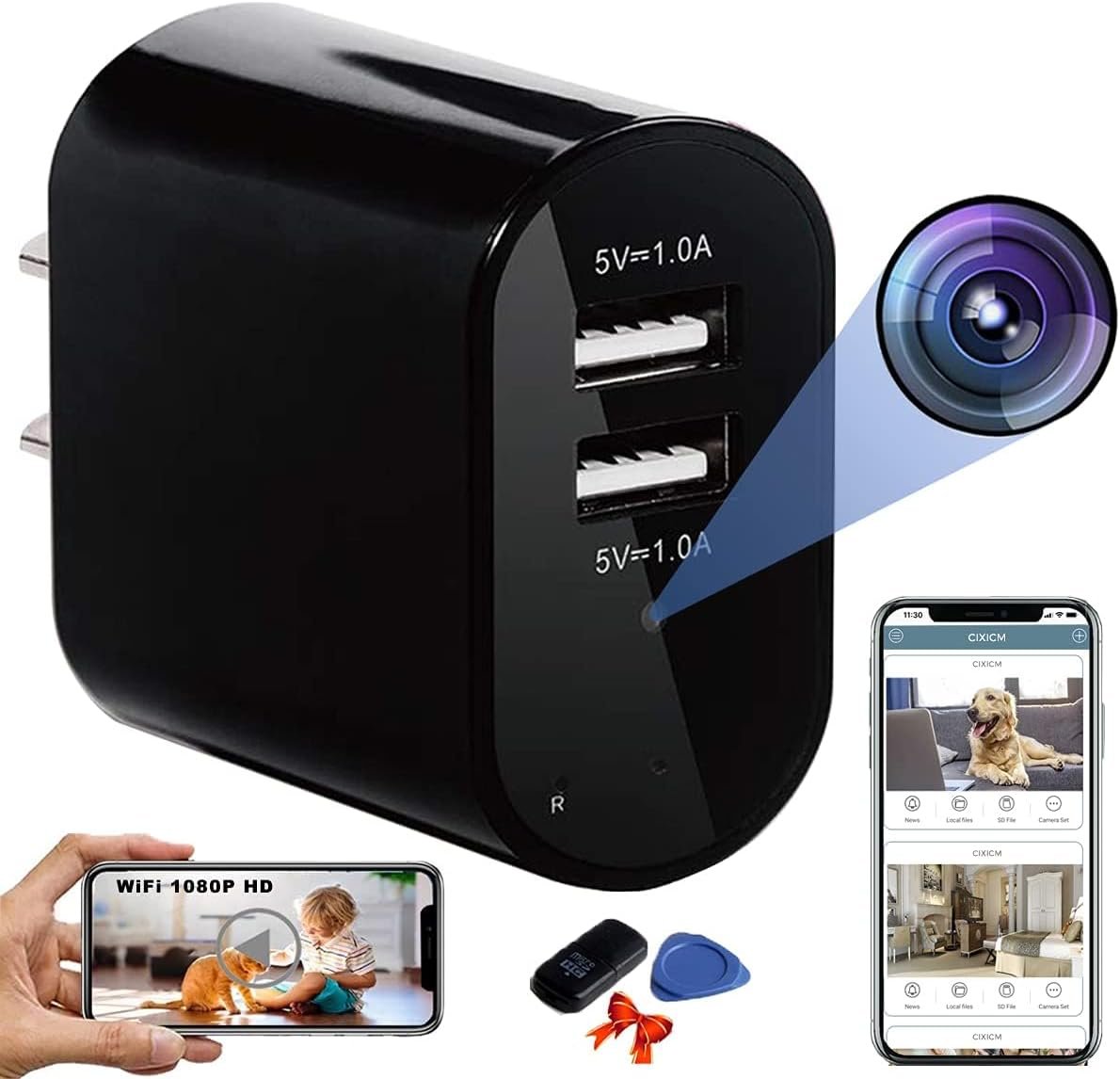 2025 Upgraded Nanny Cam Changer Wireless, WiFi Camera with Remote View, 1080P HD Nanny Camera Charger, Nanny Cam, Indoor/Outdoor Security Cam, Motion Detection (YT-BK) 2025 Upgraded Nanny Cam Changer Wireless, WiFi Camera with Remote View, 1080P HD Nanny Camera Charger, Nanny Cam, Indoor/Outdoor Security Cam, Motion Detection (YT-BK)