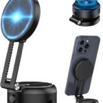 Electric Vacuum Magnetic Suction Phone Holder, Adjustable Foldable Smartphone Stand, Electronic Vacuum and Magnetic Adsorption,Compatible with iPhone 16/15/14/13/12 and Most Smartphones
