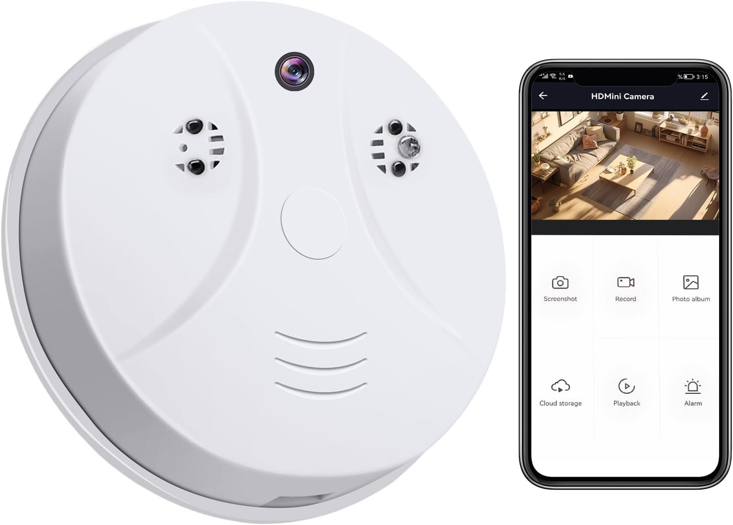 1080P WiFi Dome Camera with Smoke Detector, Indoor Security Hidden Camera with Motion Detection, Night Vision, Loop Working for Home Office Kid Pet – No Audio 1080P WiFi Dome Camera with Smoke Detector, Indoor Security Hidden Camera with Motion Detection, Night Vision, Loop Working for Home Office Kid Pet – No Audio