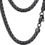 PROSTEEL Stylish Stainless Steel Round Link Chain Necklace for Men, Silver/Gold/Black Tone, Hypoallergenic Jewelry, 14″-30″, Come with Box