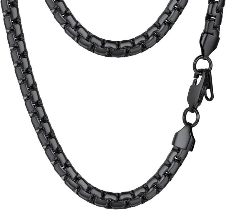 PROSTEEL Stylish Stainless Steel Round Link Chain Necklace for Men, Silver/Gold/Black Tone, Hypoallergenic Jewelry, 14″-30″, Come with Box