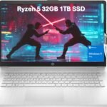 HP 17 Laptop (17.3″ FHD Anti-Glare, AMD Ryzen 5 5500U, 32GB RAM, 1TB SSD, 6-Core(> i7-1165G7)) for Business, Enterprise, Students, Long Battery Life, Webcam, Fast Charge, IST Hub, Win 11 Pro, Silver