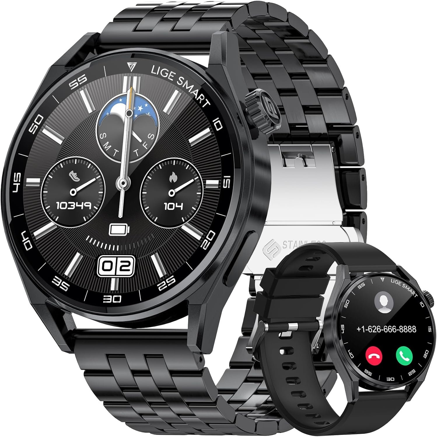 Smart Watches for Men Bluetooth Call (Answer/Make Call), 1.39” IP68 Smartwatch for Android Phones and iPhone Compatible with Heart Rate/SpO2/Blood Pressure, Voice Assistant, Calculator, Pedometer