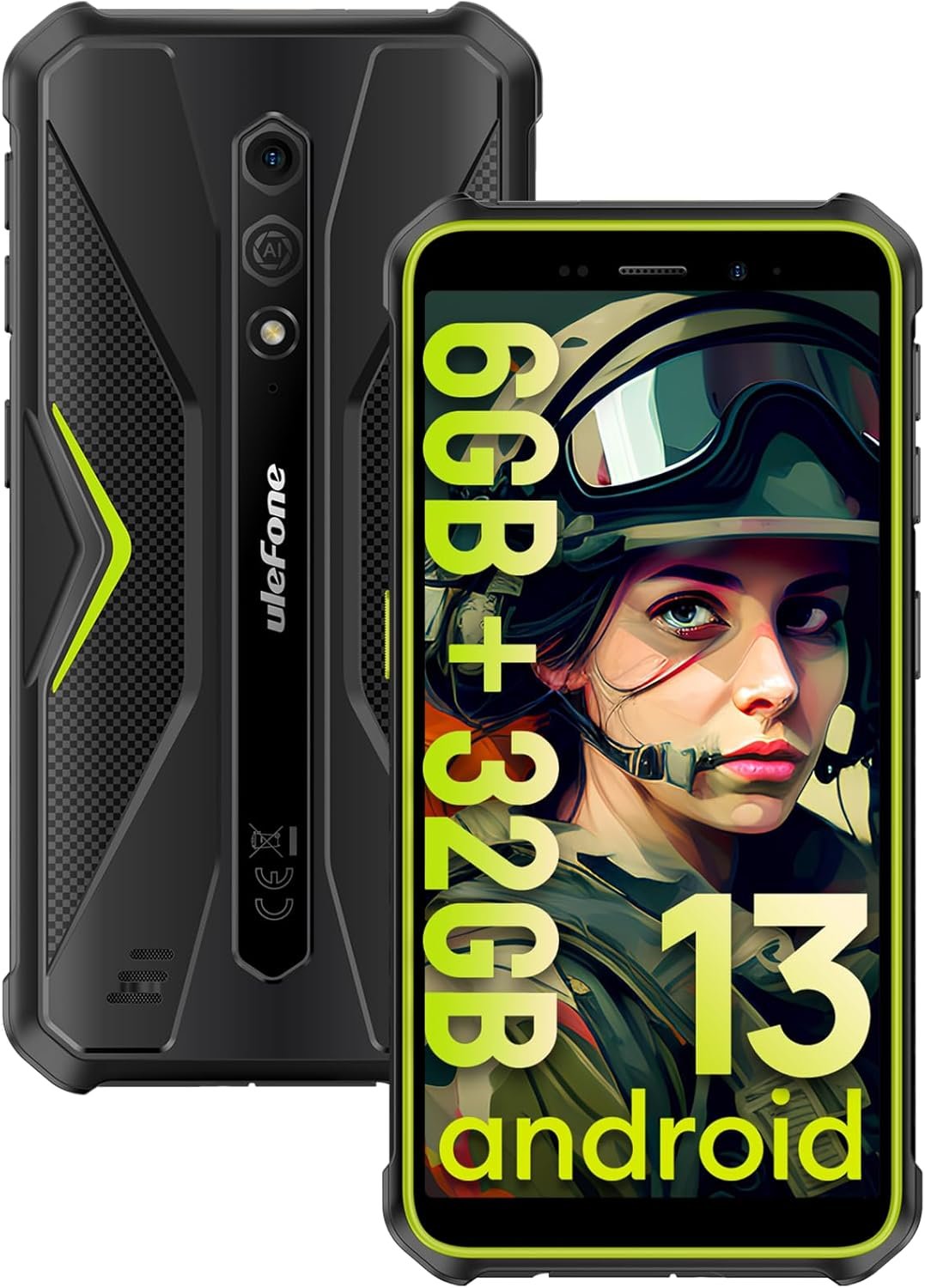 Ulefone Armor X12 4G Rugged Phones, IP68/IP69K Waterproof Phone, Android 13 6GB + 32GB, 13MP + 8MP, 5.45 Inch HD+ Display, 4860mAh Big Battery, Global Bands, Dustproof, Compass, NFC, OTG, GPS -Green Ulefone Armor X12 4G Rugged Phones, IP68/IP69K Waterproof Phone, Android 13 6GB + 32GB, 13MP + 8MP, 5.45 Inch HD+ Display, 4860mAh Big Battery, Global Bands, Dustproof, Compass, NFC, OTG, GPS -Green