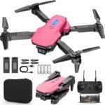 Drone with Camera 1080P for Kids Foldable Mini Drone for Kids Adults Beginners Boys Toys One Key Take Off/Landing Turn Over Gifts for Boys Pink