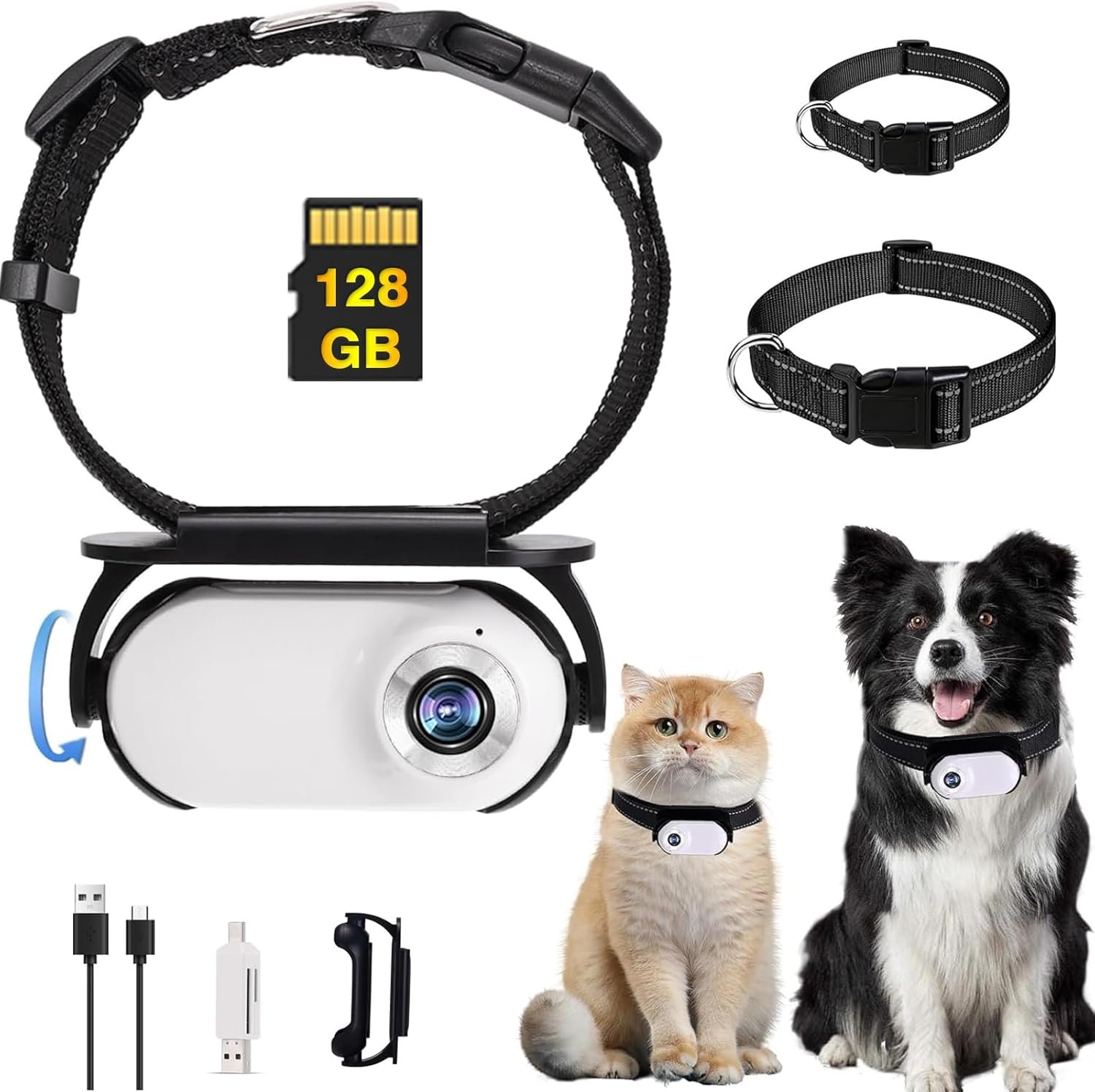 1080P Cat Camera Collar,128GB Mini Body Camera for Pets, Action Recorder for Cats and Dogs, Dog Cat Cam Collar Outdoor/Indoor, Birthday Gift for Pets 1080P Cat Camera Collar,128GB Mini Body Camera for Pets, Action Recorder for Cats and Dogs, Dog Cat Cam Collar Outdoor/Indoor, Birthday Gift for Pets