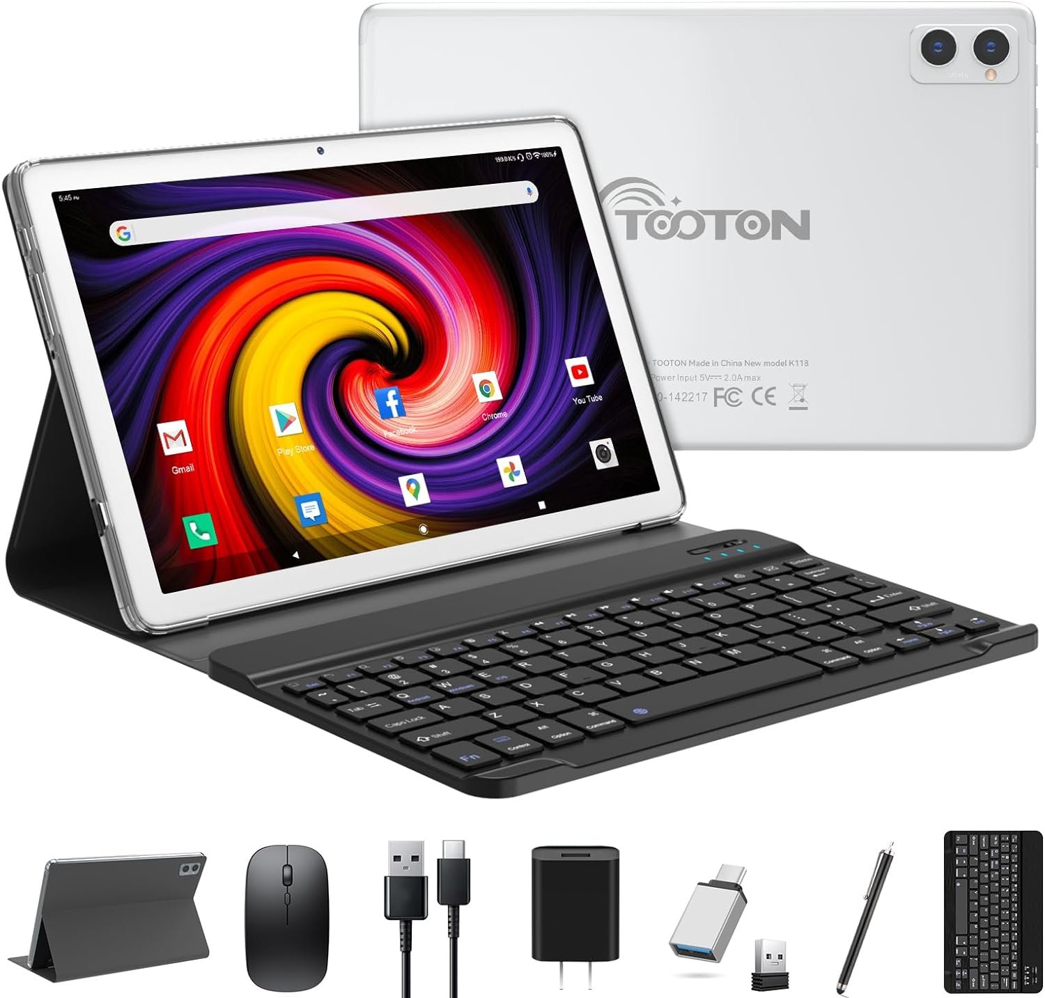 2 in 1 Tablet with Keyboard, 2024 Latest Tablets Android 4+4+128GB ROM, 10 Inch Tablet with Octa-Core Chip Support 5+2.4Ghz WiFi, 7000mAh Battery, Bluetooth 5.0, GPS, HD Touch Screen-Silver 2 in 1 Tablet with Keyboard, 2024 Latest Tablets Android 4+4+128GB ROM, 10 Inch Tablet with Octa-Core Chip Support 5+2.4Ghz WiFi, 7000mAh Battery, Bluetooth 5.0, GPS, HD Touch Screen-Silver