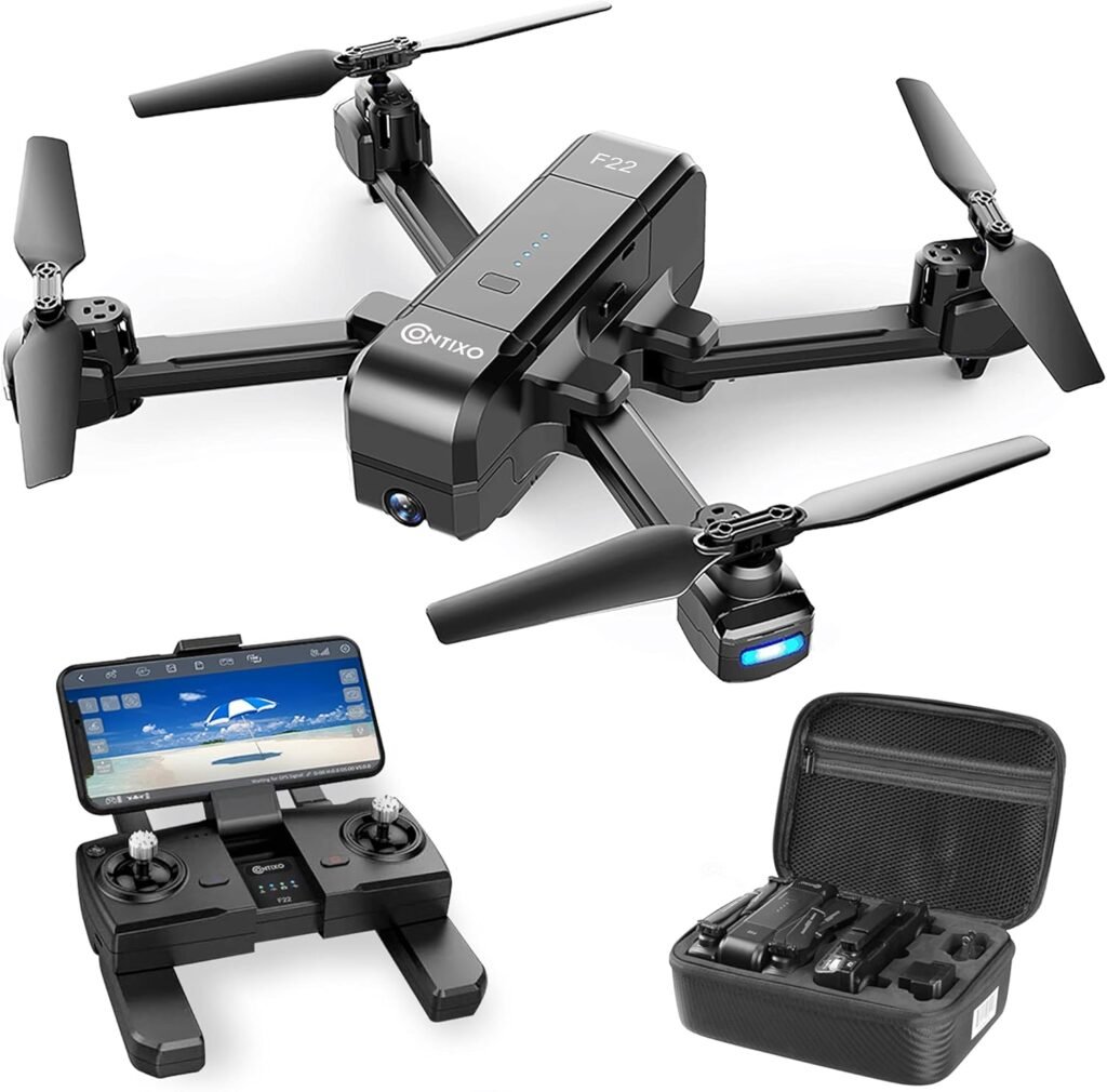 Contixo F22 FPV Foldable Drone with Camera for Adults, Kids, and Beginners – RC Quadcopter with 4K FHD Camera – Gesture Control for Selfie – GPS Auto Return – Follow Me – Carrying Case
