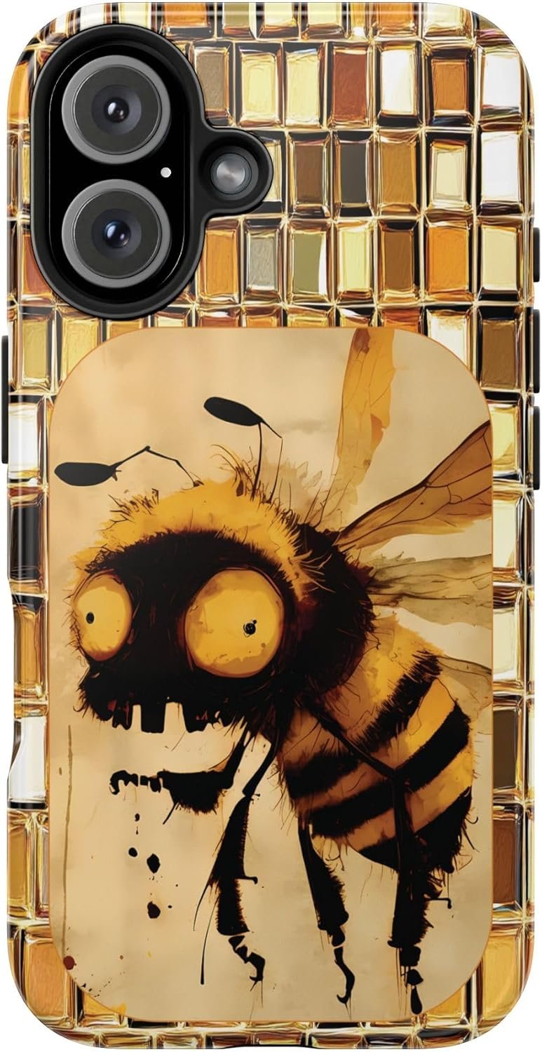 Funny Bee Design Tough Phone Case/Impact-Resistant/Lay-Flat Bezel/Scratch Protection/Compatible with Latest Smartphone Models Funny Bee Design Tough Phone Case/Impact-Resistant/Lay-Flat Bezel/Scratch Protection/Compatible with Latest Smartphone Models