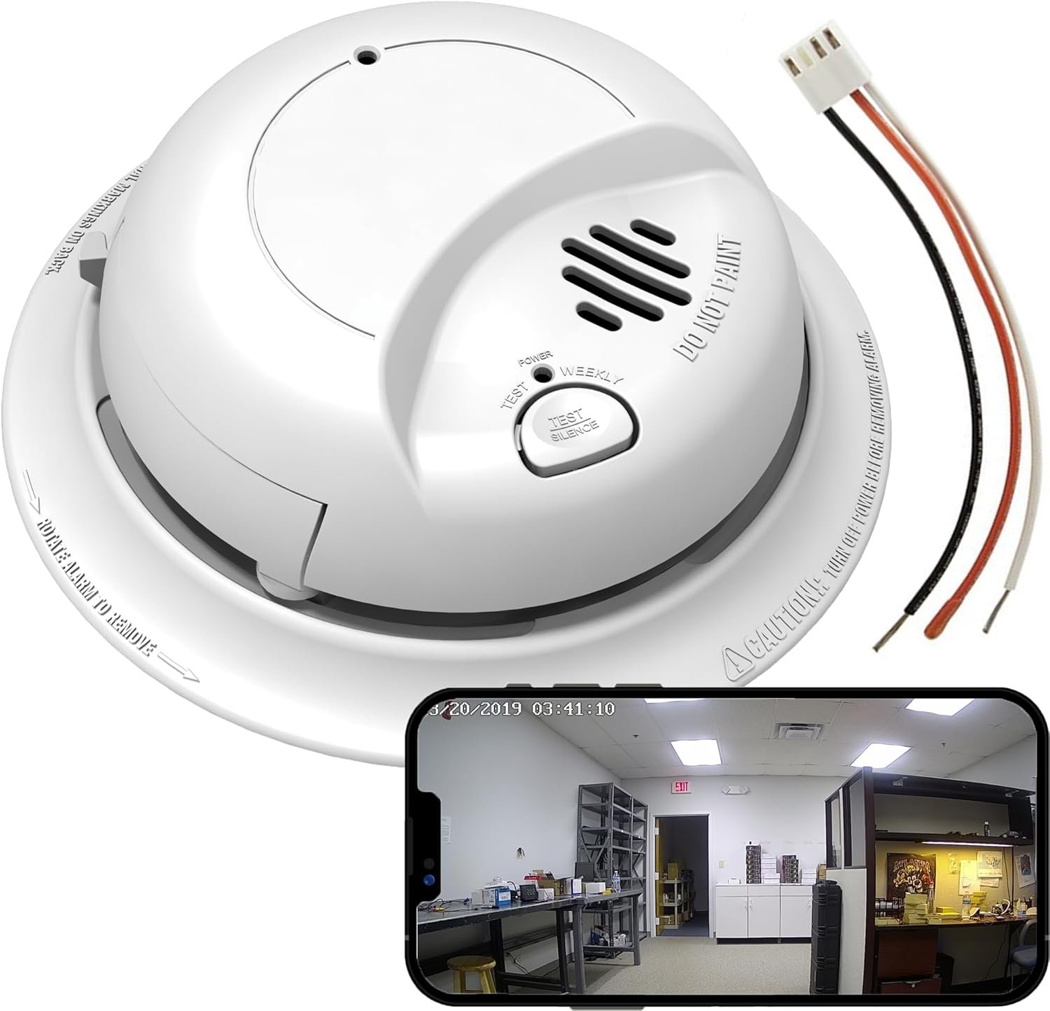 4K HD Wi-Fi Smoke Detector Wired 120V AC Home Security Alarm Camera (9120), White, SMK91204K 4K HD Wi-Fi Smoke Detector Wired 120V AC Home Security Alarm Camera (9120), White, SMK91204K