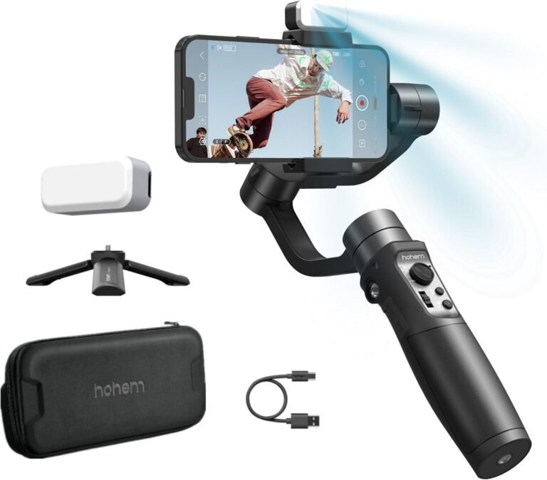 hohem iSteady Mobile Plus Kit Smartphone Gimbal Stabilizer, 3-Axis Phone Gimbal w/Fill Light, 360° Infinite Rotation, Max Payload 280g, Android and Phone Stabilizer for YouTube TikTok Video Vlogging