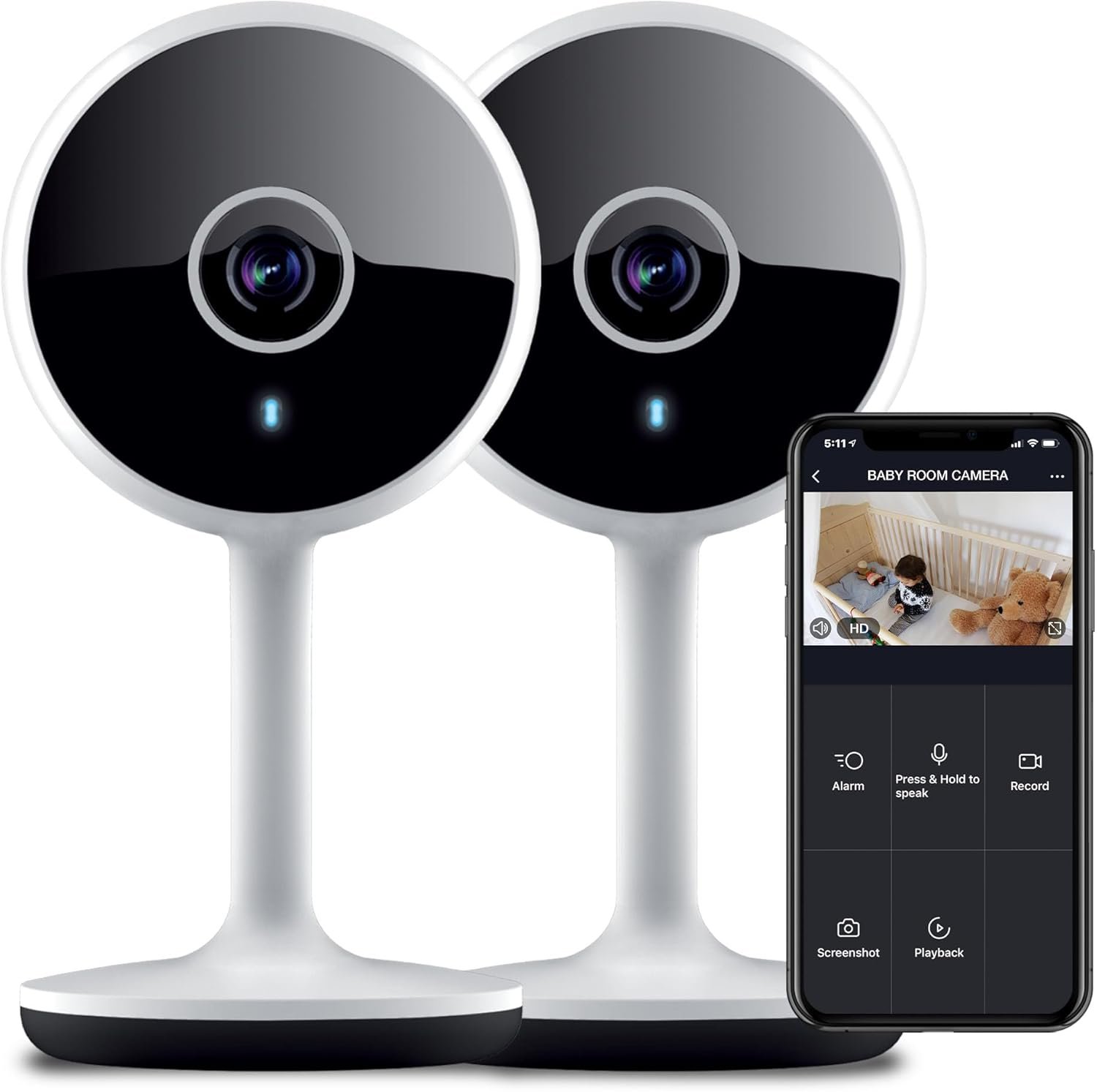 Geeni Vivid 2 Pack Indoor Smart Security Cameras, 1080p HD Wi Fi Surveillance, Motion Detection, Night Vision, Two Way Audio, Works with Alexa & Google, Cloud & Local Storage Geeni Vivid 2 Pack Indoor Smart Security Cameras, 1080p HD Wi Fi Surveillance, Motion Detection, Night Vision, Two Way Audio, Works with Alexa & Google, Cloud & Local Storage