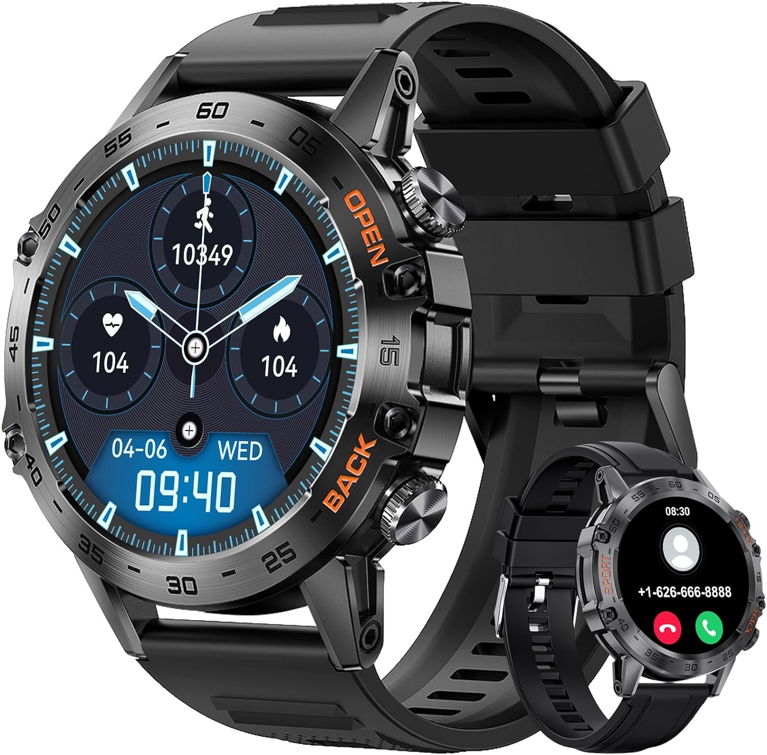 Military Smart Watch for Men(Answer/Dial Calls),100 Sports Modes, 5ATM Waterproof,1.39”HD Touchscreen Fitness Watch,with Blood Pressure/Heart Rate/SpO2 for Android/iOS Smart Watch Black Silicone Military Smart Watch for Men(Answer/Dial Calls),100 Sports Modes, 5ATM Waterproof,1.39”HD Touchscreen Fitness Watch,with Blood Pressure/Heart Rate/SpO2 for Android/iOS Smart Watch Black Silicone
