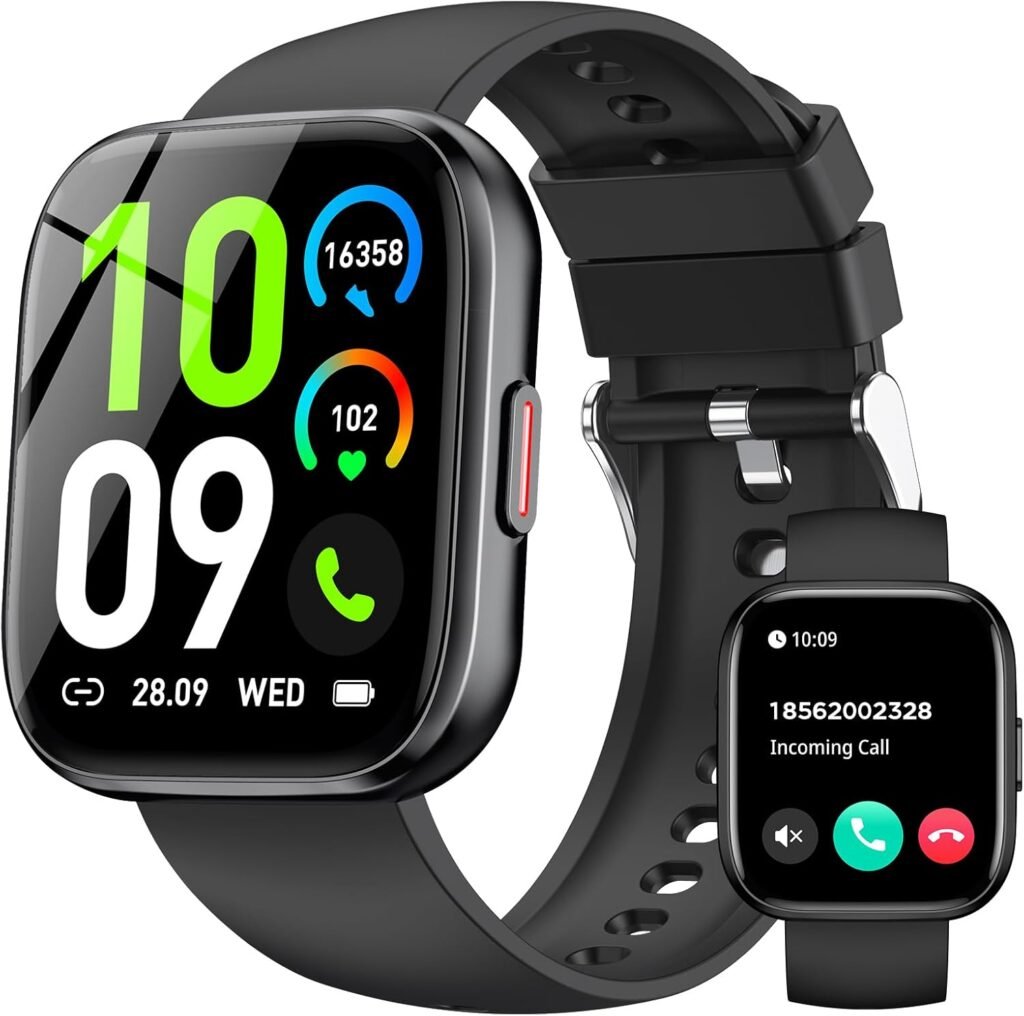 Smart Watches for Men Women Answer/Make Call, 1.85″ Fitness Watch with 120+ Sports Modes, Heart Rate/Blood Oxygen/Activity Tracker, Pedometer, IP68 Smartwatch for iOS Android Samsung (Black, 1.85”)
