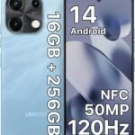 UMIDIGI Note 100 Cell Phone,Android 14 Unlocked Phones,16(8+8) GB+256GB/TF 1TB,6.8”HD+120Hz Display,50MP Camera,5000mAh+20W Fast Charging,4G Dual SIM Android Phone,AI Face/Fingerprint Unlock,NFC,GPS