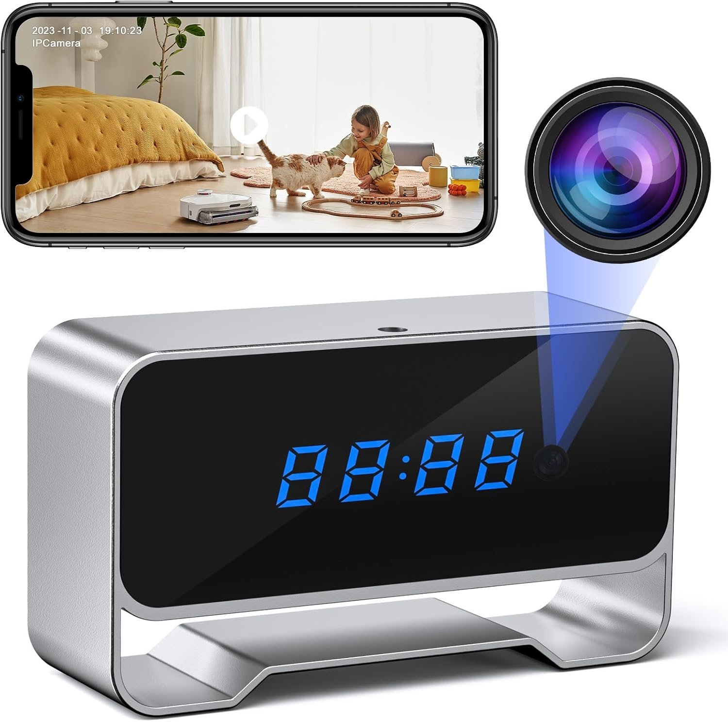WiFi Hidden Camera Clock, FHD 1080P Wireless Spy Camera, Nanny Cam with Night Vision for Indoor Home Office Security-Upgraded WiFi Hidden Camera Clock, FHD 1080P Wireless Spy Camera, Nanny Cam with Night Vision for Indoor Home Office Security-Upgraded