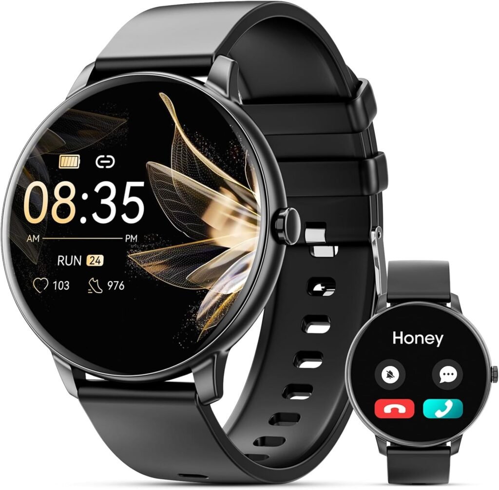 Smart Watch for Men Women (Answer/Make Calls), Smartwatch for Android iPhone, 1.39″ Fitness Tracker with Heart Rate Blood Oxygen Sleep Monitor Pedometer (Black)