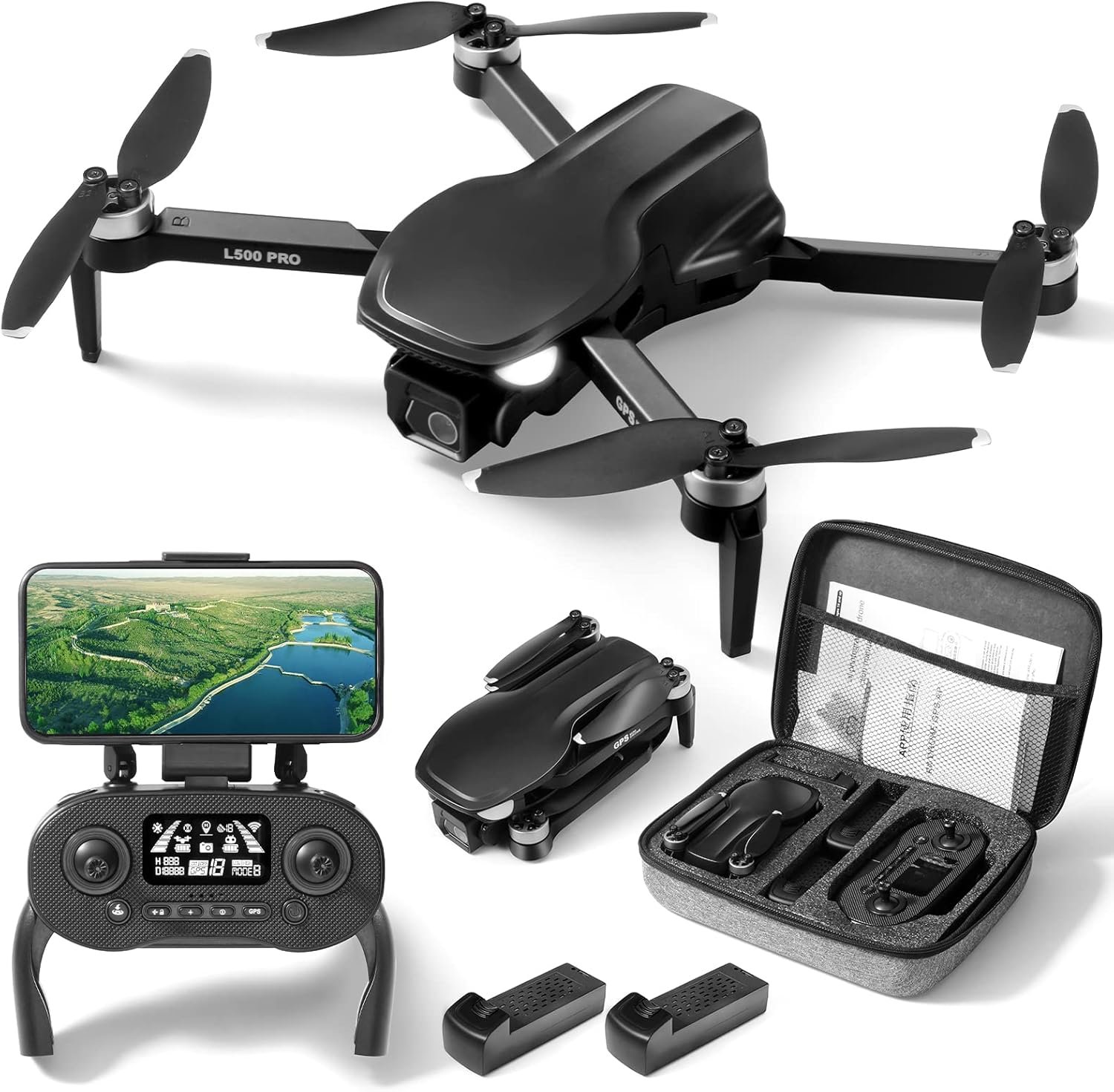 4K GPS Drone with Camera for Adults, Circle Fly, Waypoint Fly, Brushless Motor, Altitude Hold, With 2 Battery 50 Mins Long Flight, and Outdoor Carrying Case Black 4K GPS Drone with Camera for Adults, Circle Fly, Waypoint Fly, Brushless Motor, Altitude Hold, With 2 Battery 50 Mins Long Flight, and Outdoor Carrying Case Black