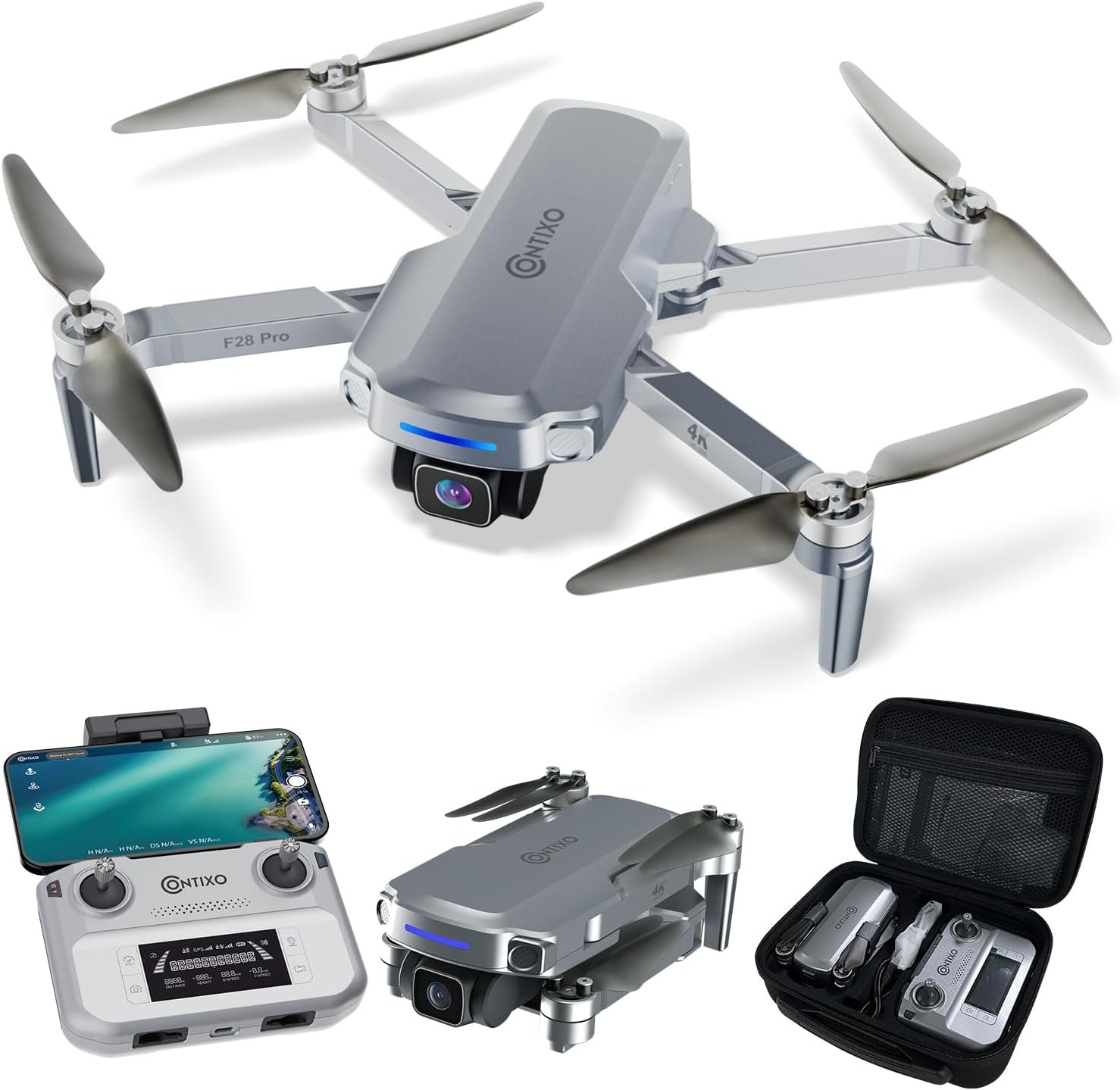 Contixo Mini GPS Drone With 4K Camera, 30 Mins Flight Brushless Motor, Way Point Orbit Mode, Follow Me RC Drones FPV Foldable Quadcopter For Beginner Adults Teenagers Kids Contixo Mini GPS Drone With 4K Camera, 30 Mins Flight Brushless Motor, Way Point Orbit Mode, Follow Me RC Drones FPV Foldable Quadcopter For Beginner Adults Teenagers Kids
