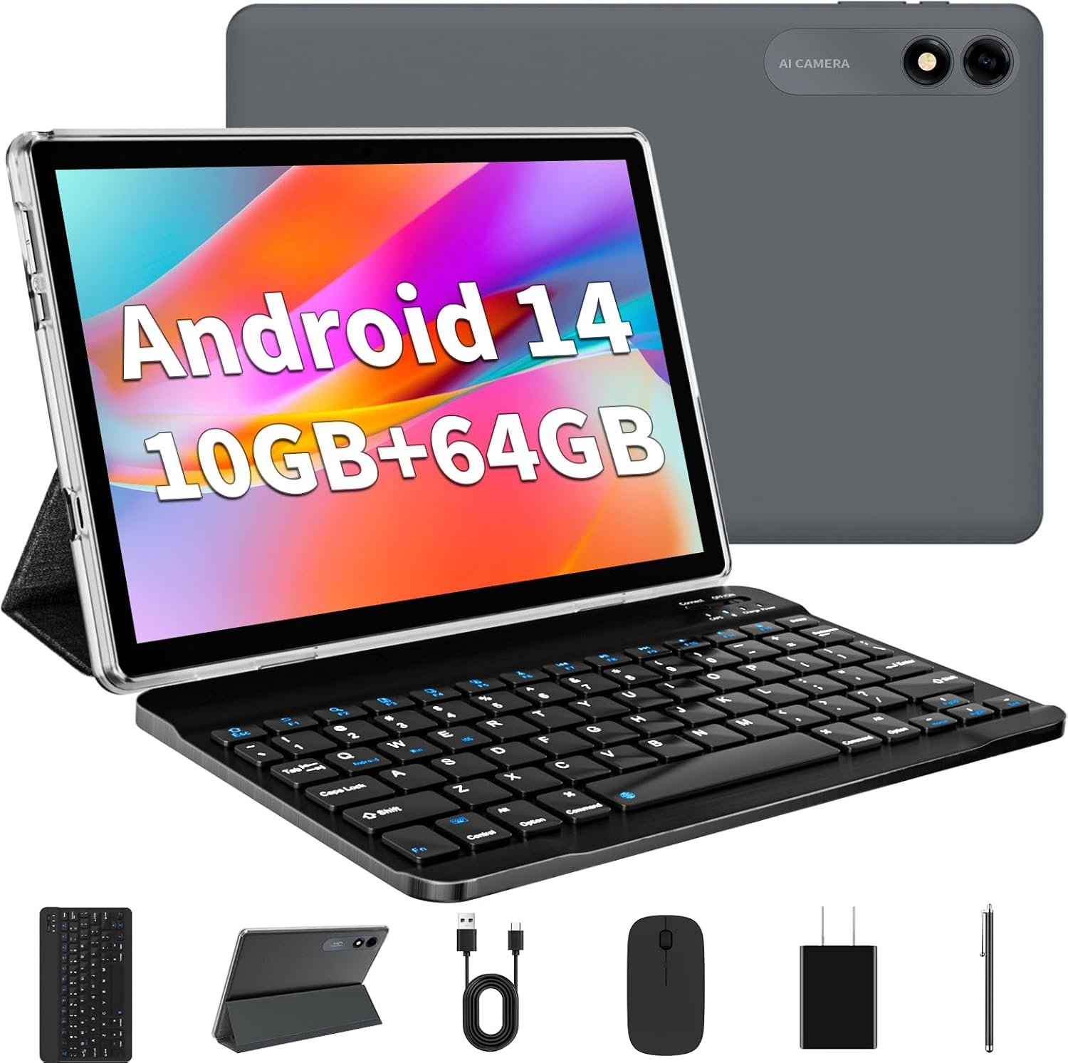 Android 14 Tablet 10.1 inch Tablet 2024 Latest Tablets with Keyboard Mouse 10GB+64GB 1TB Expand 6000mAh Octa-Core Processor Dual Camera WiFi 1280×800 IPS 18W Fast Charging(Black) Android 14 Tablet 10.1 inch Tablet 2024 Latest Tablets with Keyboard Mouse 10GB+64GB 1TB Expand 6000mAh Octa-Core Processor Dual Camera WiFi 1280×800 IPS 18W Fast Charging(Black)
