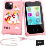 Kids Smart Phone for Girls, Christmas Birthday Gift for Girls Age 3-10 Kids Toys Cell Phone, Toddler Play Phone Toys with HD Dual Camera, Music Player, 16G SD Card (Touchscreen)