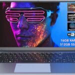 VigoBook G7 Laptop Computer, 15.6-Inch Ryzen 7 5700U(8C/16T) Laptop, 16GB RAM 512GB SSD, Support WiFi 6 & Fingerprint, 58Wh Smart Battery, Grey