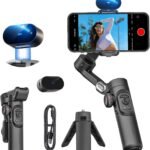 XE AI Version,Gimbal Stabilizer for Smartphone,NO APP AI Tracking, gesture control, Inception gimbal with TikTok YouTube,3-Axis Foldable gimbal stabilizer for iphone& Android, Black