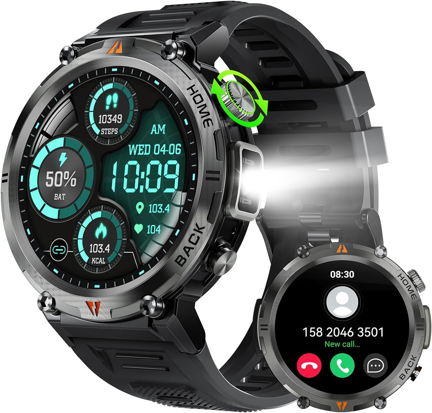 Military Smart Watch for Men with LED Flashlight, 1.45″ HD Rugged Outdoor Tactical Smartwatch (Call Receive/Dial), Fitness Tracker Sports Watch with Heart Rate Sleep Monitor for iPhone Android Phone Military Smart Watch for Men with LED Flashlight, 1.45″ HD Rugged Outdoor Tactical Smartwatch (Call Receive/Dial), Fitness Tracker Sports Watch with Heart Rate Sleep Monitor for iPhone Android Phone