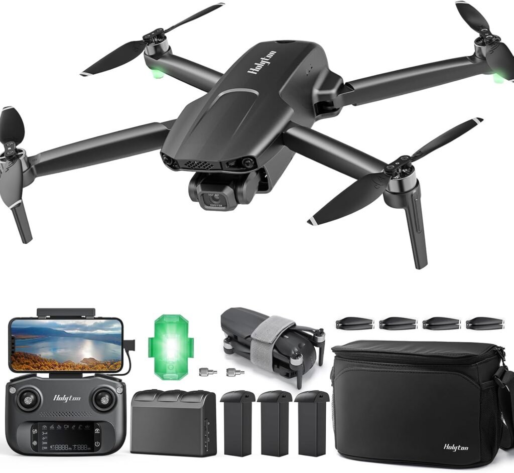 Holyton Drones with Camera for Adults 4K 3 batteries,3-Axis Brushless Gimbal Drone,10000ft 5G WiFi Transmission,93-Min Flight Time,GPS Auto Return,FAA Comply,Follow me,Fast Parallel charging Hub